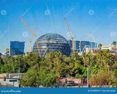 Sunny View of the MGM Sphere Under Construction Editorial Image - Image ...