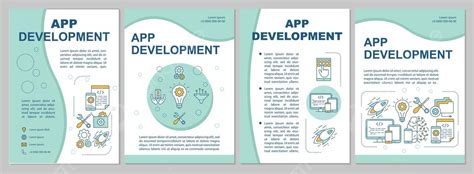 App Development Brochure With Linear Illustrations And Vector Layouts