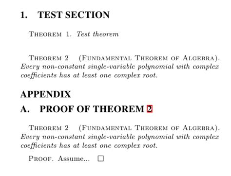 Cross Referencing How Do I Reference In Appendix A Theorem Given In