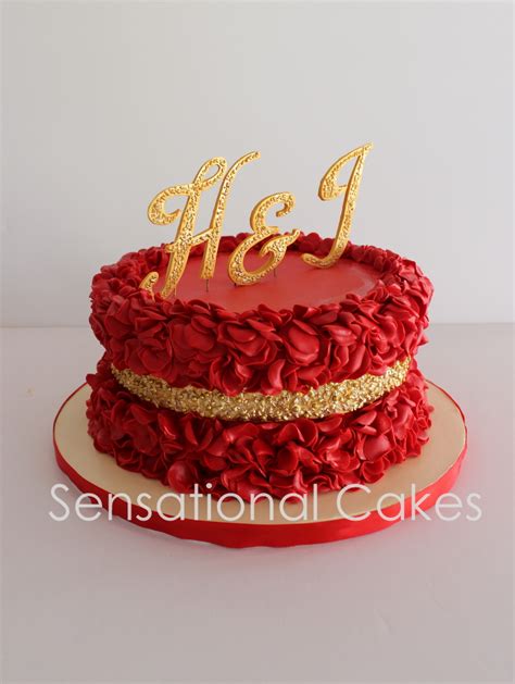 The Sensational Cakes: Red Rose Petal Ruffles embedded with Gold ...