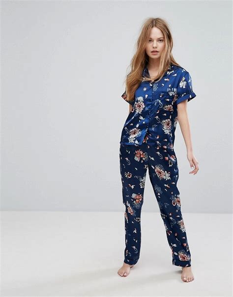 Boohoo Floral Print Satin Pajama Set Multi Satin Pyjama Set Night