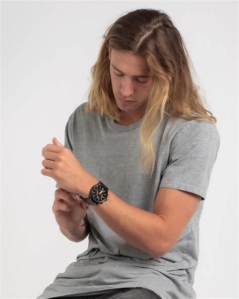 Shop Quiksilver Timebox Chrono Watch In Black Rose Gold Black Fast