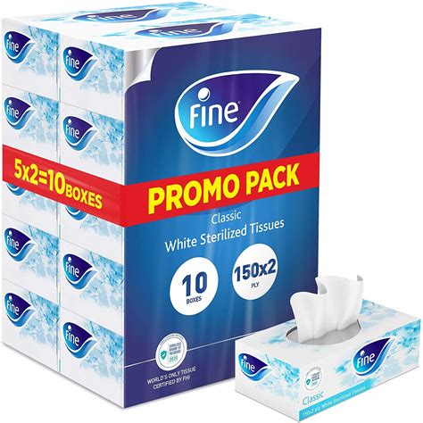 Fine Sterilized Facial Tissues Classic 150x2 Ply White Tissues