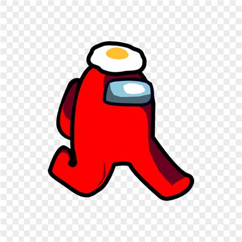 Hd Red Among Us Character Walking With Egg Hat Png Citypng