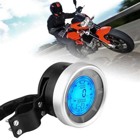 Dilwe Tachymètre de moto Compteur LCD Multifonction pour Moto