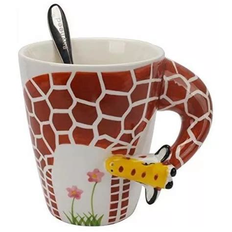 Novedad Divertida Taza De Caf Pintada A Jirafa Mango Env O Gratis