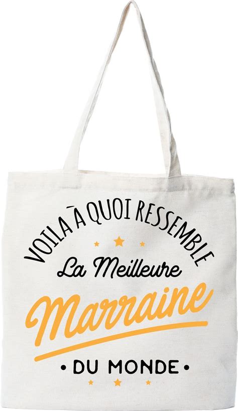 Tote Bag Coton Recycl La Meilleure Marraine Du Monde Marraine Tote