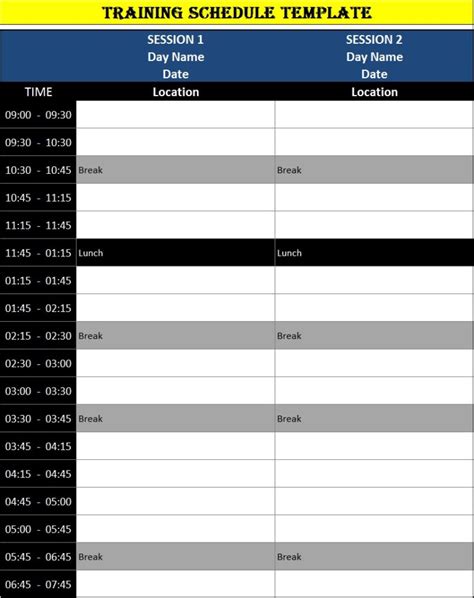 Training Plan Templates Excel Word Template