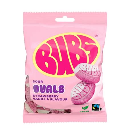 Bubs Sour Ovals Strawberry/Vanilla 90g | Bubs | Fri frakt over 500,-