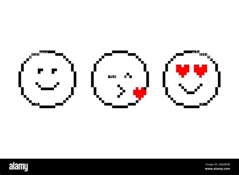 Cute Pixel Emoticons Smile Icons Set Of Emoji Pixel Art Icons