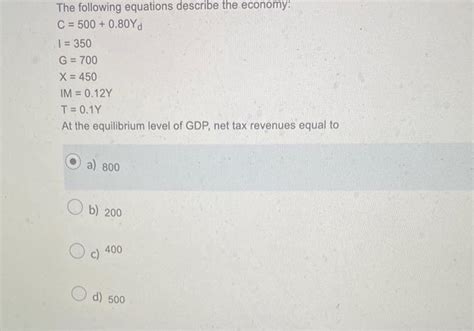 Solved The Following Equations Describe The Economy Chegg