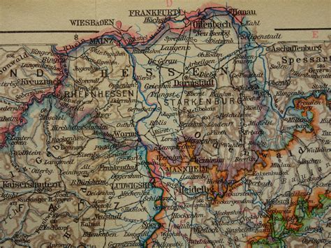 1928 Old Map Of Baden Württemberg Germany Vintage Print With Etsy