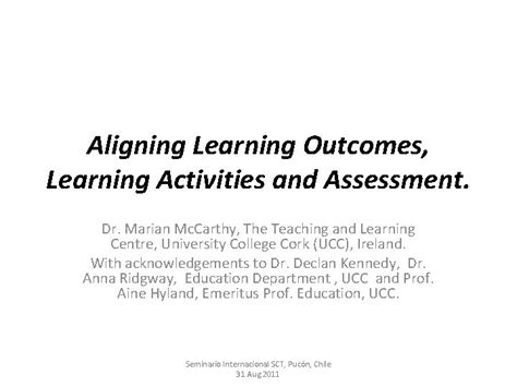 Aligning Learning Outcomes Learning Activities And Assessment Dr