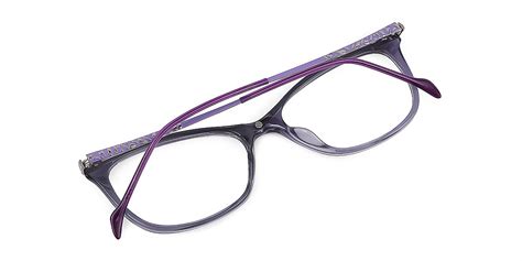 Enjoy Purple Rectangle Classic Detailed Metal Eyeglasses