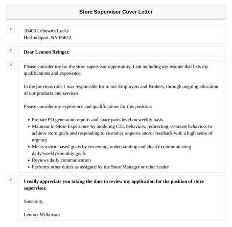 Store Supervisor Cover Letter Velvet Jobs