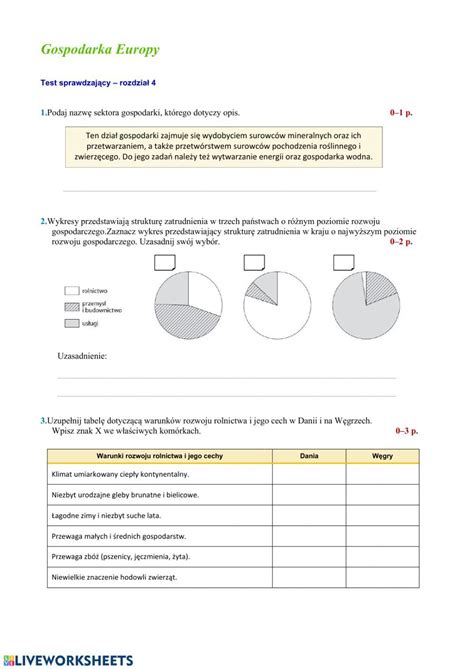 Test Gospodarka Europy Worksheet Biolog A