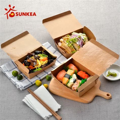 Sunkea Takeaway Paper Packing Lunch Box For Food Packaging Pack Lunch Bento Box Fast Food