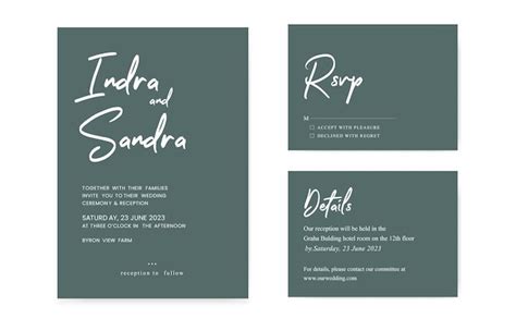 Premium Vector Sage Green Minimalist Wedding Invitation Template