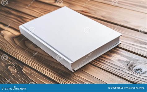 Mock Up Of Blank White Book With Hard Cover On Wooden Table Empty