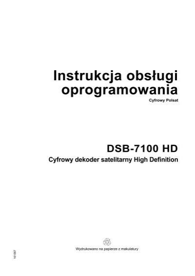 Instrukcja Dekodera HD Echostar DSB 7100 Cyfrowy Polsat