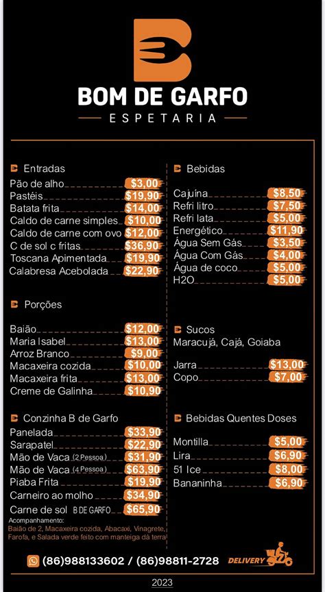 Menu Em Bom De Garfo Espetaria Restaurante Teresina