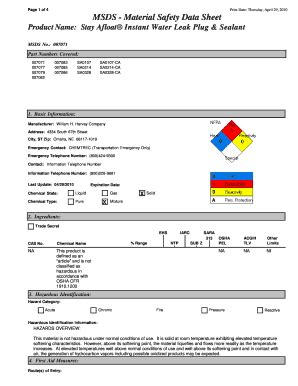 Fillable Online Msds W Changes Highlighted Doc Fax Email Print Pdffiller