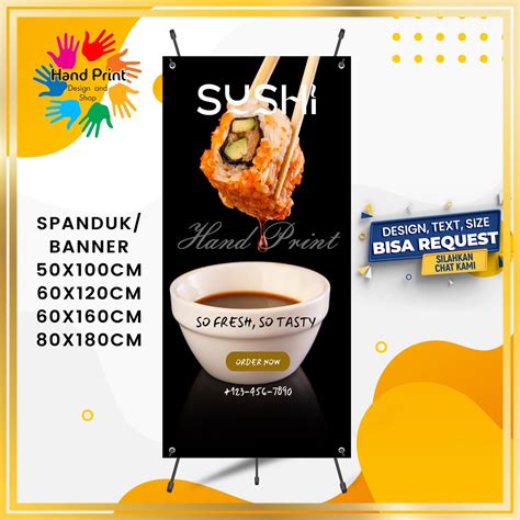 Jual Cetak Spanduk Banner Jualan Takoyaki Sushi Kimbab Makanan Jepang