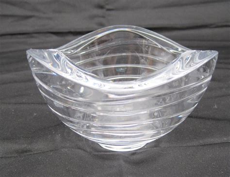 Vintage Villeroy Boch Art Glass Crystal Clear Bowl Strip Accents