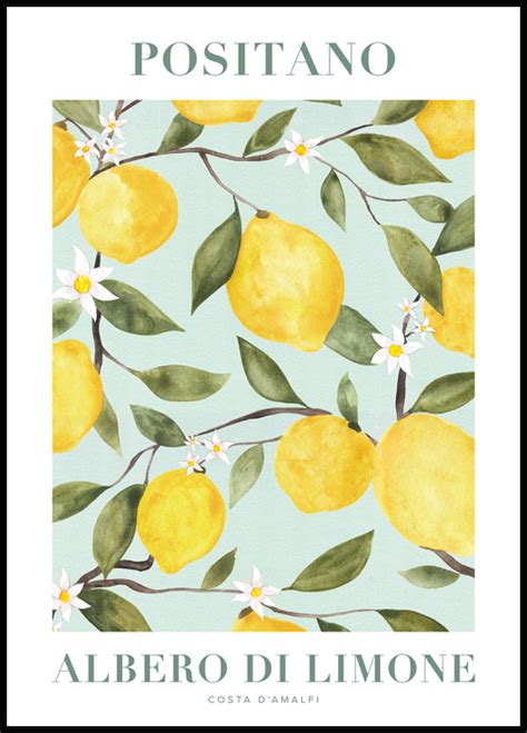 Positano Lemon Poster Kitchen Wall Decor Posterstore Nz Flower