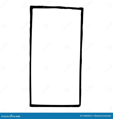 Rectangle Sketch Hand Drawing Black Outline On White Background