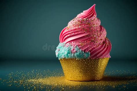 An Image Of Cupcake With Pink Frosting And Sprinkles Generative Ai