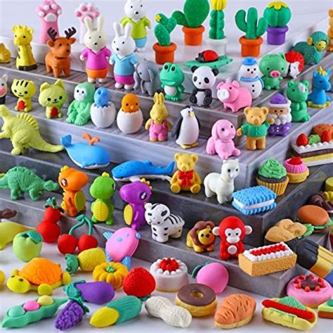 100 Pack Animal Erasers For Kids Ts Pets For Classroom 3d Bulk