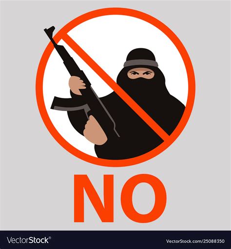 Sign No Terrorism Flat Royalty Free Vector Image