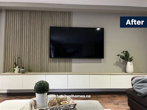 Transform Your Living Room With TV Wall Wood Slats Habitual Homes