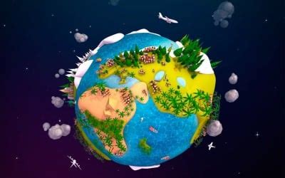 Cartoon Low Poly Earth World Map 2 0 Modèle 3D