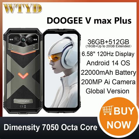 DOOGEE Tel Fono Inteligente V Max Plus 5G Smartphone Resistente De 36GB