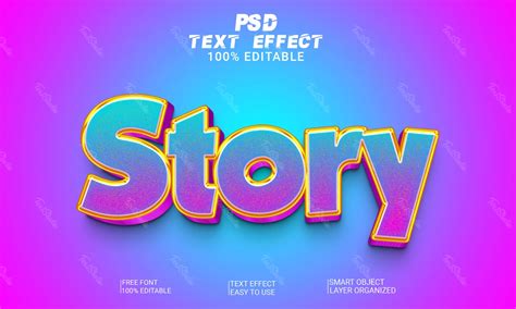 Story Holographic 3d Font Style Effect Fichier Psd Photoshop Gratuit