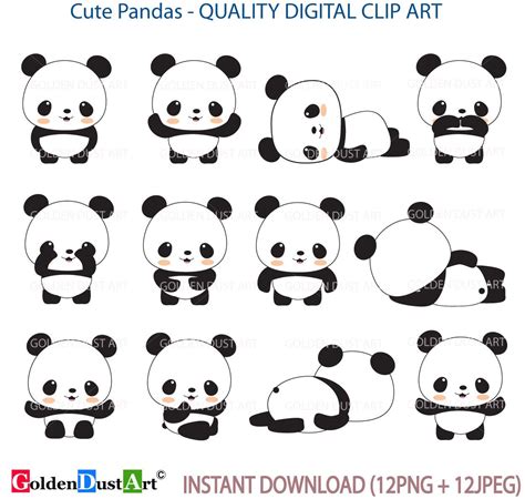 Panda Clip Art Panda Clip Art Panda Clipart Cute (Download Now) - Etsy ...