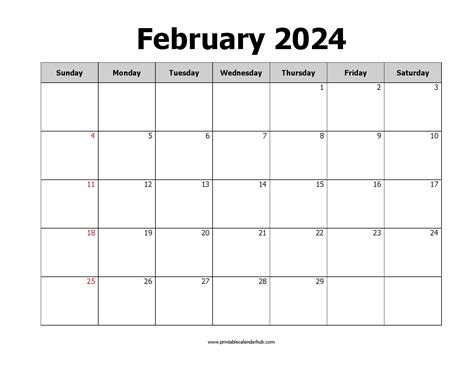 Free February 2024 Printable Calendar Blank Templates