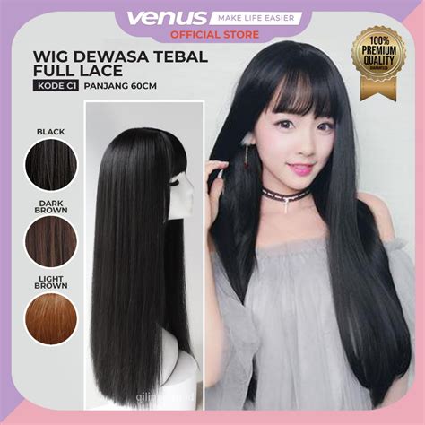 Jual VENUSJKT Wig DEWASA TEBAL Full Lace Rambut Palsu LURUS Panjang