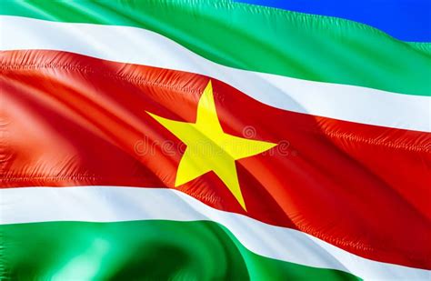 Bandeira Do Suriname Projeto De Ondulação Da Bandeira 3D O Símbolo