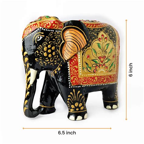 Wooden Elephant Showpiece Painted Elephant Decor Inch