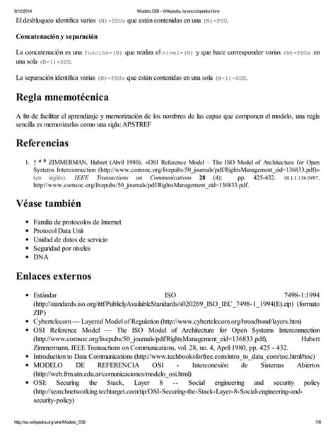 Modelo Osi Wikipedia La Enciclopedia Libre Pdf