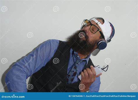 Bearded Man With Cap And Headphone Stock Photo Image Of Bearded