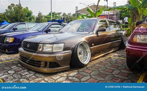 Stanced Brown Lexus Ls Or Toyota Celsior In Car Meet Editorial Photo