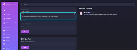 Birthday Message Setup With Mochi Dashboard Mochi