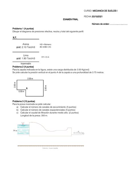 Examen Final Suelos 1 NOTES OF COURSE TO ALL YEAR ACADEMIC CURSO