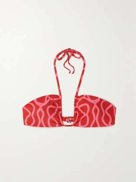 AGUA BY AGUA BENDITA Candela Printed Recycled Halterneck Bikini Top NET A PORTER