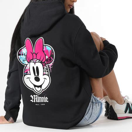 Minnie Sweat Capuche Femme Minnie Front Hand Vice Noir