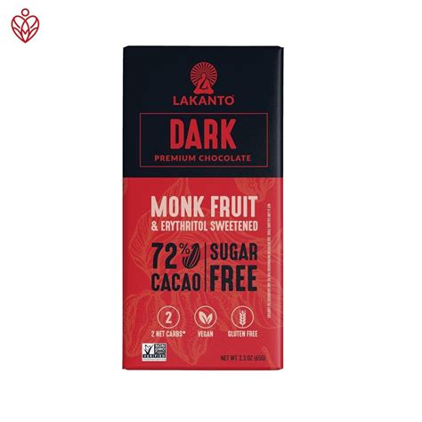 Lakanto Sugar Free Dark Chocolate Bars Monk Fruit Sweetener And